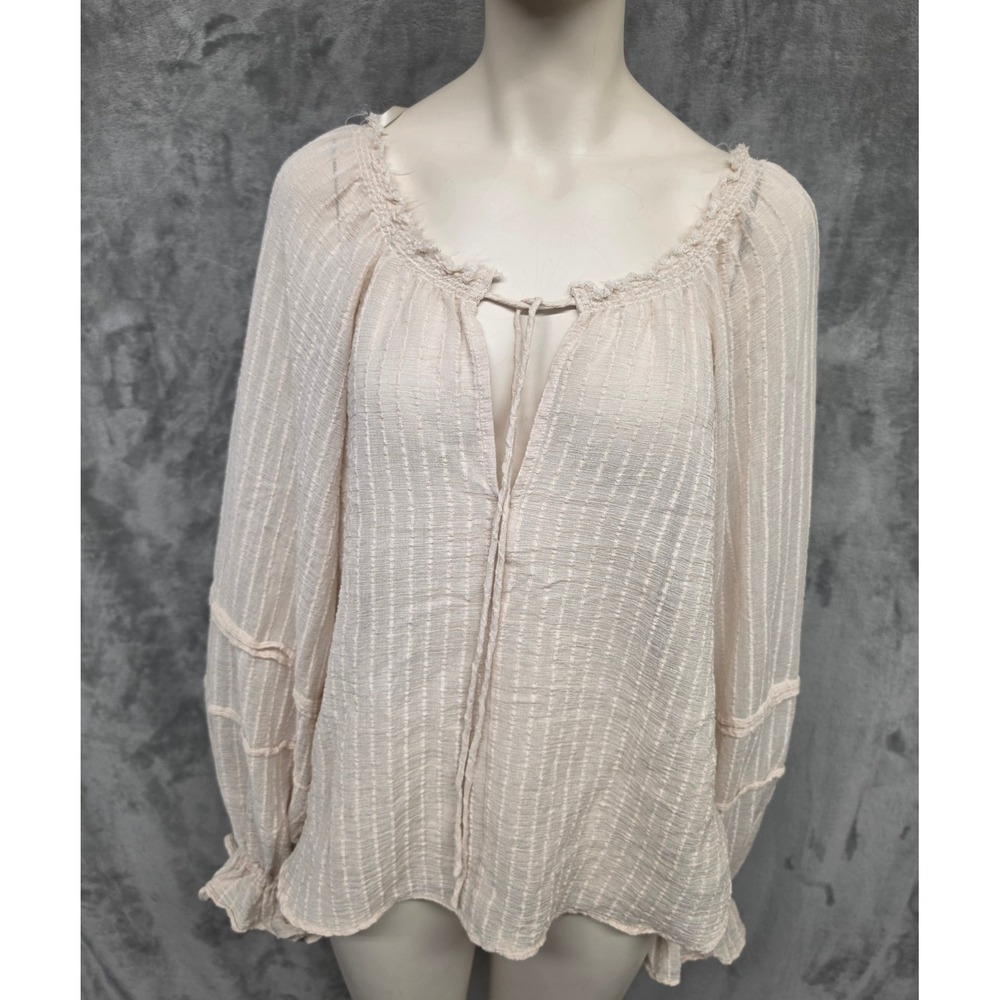 Boho Sheer Peasant Top Blouse Romantic Balloon Sleeve Cottagecore By Together L